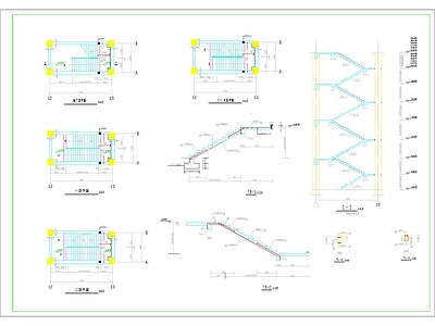 现代其他节点详图 三及梯 板配筋图 施工图