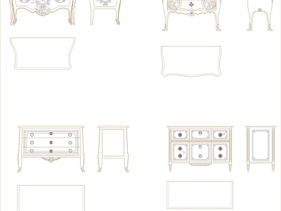 欧式柜子 餐边柜 家具图块 施工图