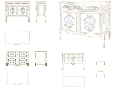 欧式柜子 储物柜 餐边柜 家具图块 施工图