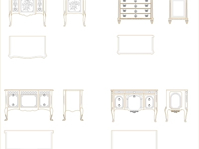 欧式柜子 餐边柜 储物柜 家具图块 施工图