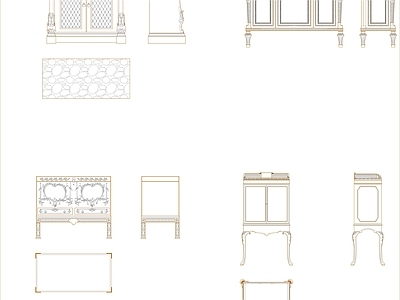 欧式柜子 餐边柜 储物柜 家具图块 施工图