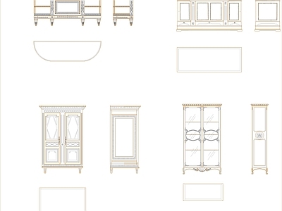 欧式柜子 餐边柜 储物柜 家具图块 施工图
