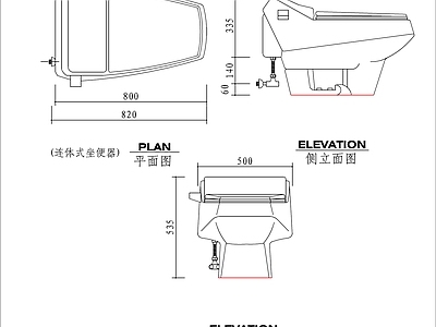 现代卫浴设施 马桶 施工图