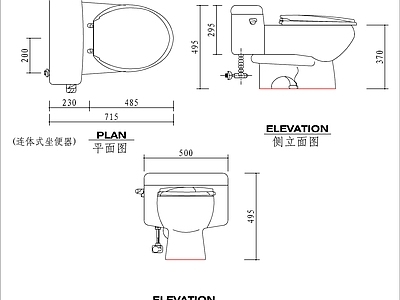 现代卫浴设施 马桶 卫浴图块 施工图