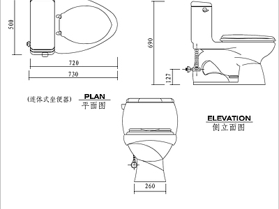 现代卫浴设施 马桶 卫浴图块 施工图