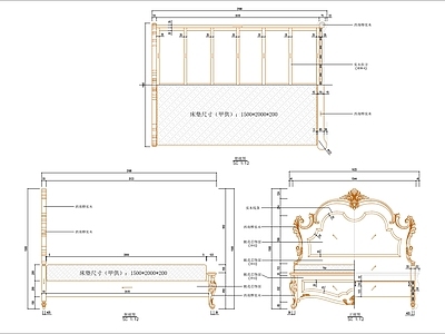 欧式床 欧式 施工图