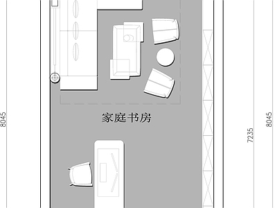 现代书房 独立工作室平面图 施工图