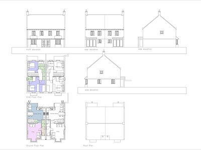 美式住宅楼建筑 别墅建筑 自建房 施工图