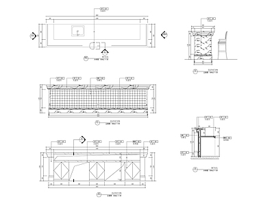 现代家具节点详图 调酒服务台节点 施工图