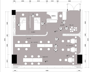 现代美容院 美容院 施工图