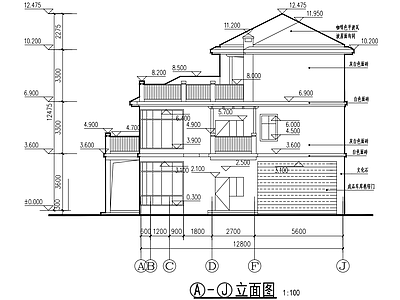 现代别墅建筑 独栋别墅 三层 建筑 施工图