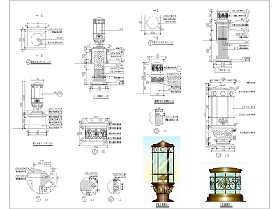 现代其他节点详图 灯柱详图 施工图