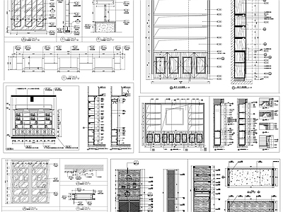 现代家具节点详图 装饰柜 书柜 装饰柜剖面 书柜剖面 装饰柜详图 施工图