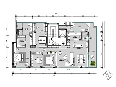 平层 227㎡现代三居 室内全 施工图