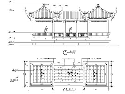 新中式中式廊架 古建园林亭连廊 连廊 施工图