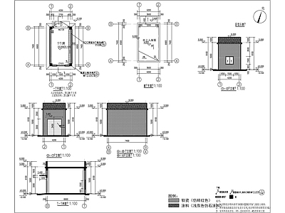 现代其他建筑 拉圾房及围墙详图 施工图