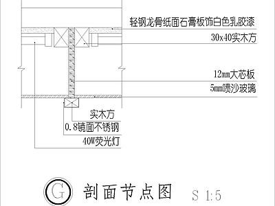 现代其他节点详图 喷砂玻璃节点图 施工图