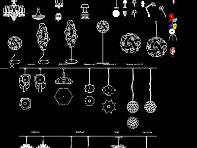 现代灯具图库 现代灯具 施工图