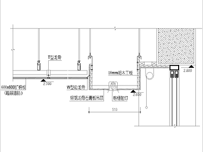 现代其他节点详图 矿棉板与石膏板 户交接点图 施工图