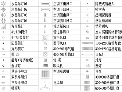 现代新中式灯具图库 筒灯 吊灯 轨道灯 射灯 施工图