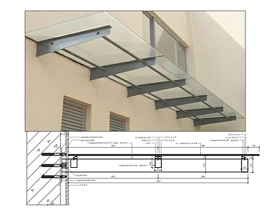 现代建筑工程节点 钢架玻璃 施工图