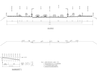 现代道路绿化 道路标准横截面 沥青路截面 施工图