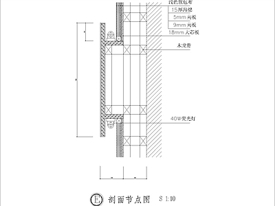 现代其他节点详图 软包与木饰面灯槽 节点图 施工图