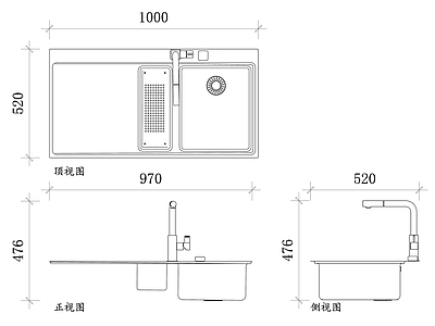 现代厨房设施 钢质水槽设计 钢质水槽材质 钢质水槽安装 钢质水槽保养 钢质水槽风格 施工图