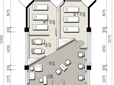 现代其他商业空间 美容美发店平面图 美容美发店布局 美发店平面图 施工图