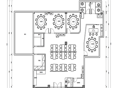 新中式填充图案 餐饮店 施工图