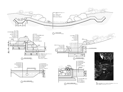 现代公园景观 公园小溪溪流 施工图