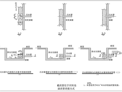 给排水节点详图 沟渠污水管道连接 沟渠污水管井连接 污水管道井连接图 施工图