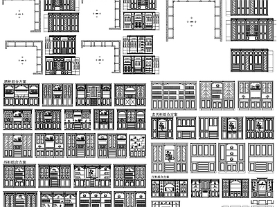 现代柜子 酒柜 酒窖 书柜 施工图
