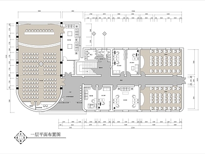 现代学校 三层培训机构 平面布局 施工图