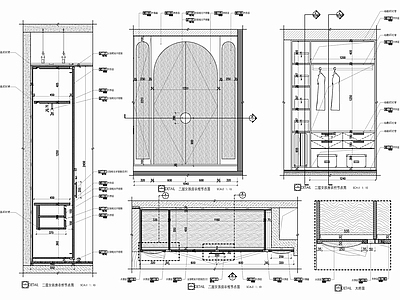 现代家具节点详图 木饰面 木饰面柜 柜体节点 衣帽间 内部结构 施工图