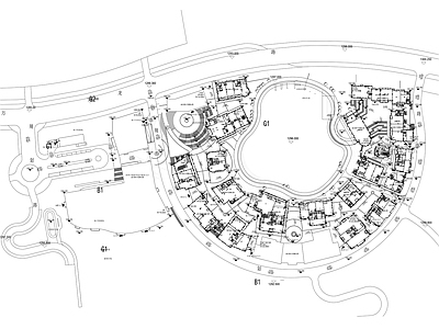 景观平面图 文旅小镇景观 度假 室内功能布置 建筑 施工图