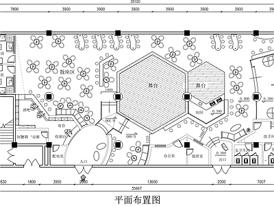 现代酒吧 550平米酒吧 主题酒吧设计平面 音乐酒吧设计平面 施工图