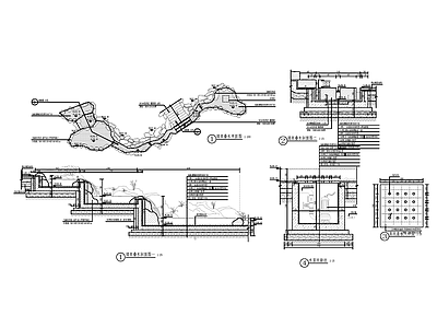 现代公园景观 景观跌水 施工图