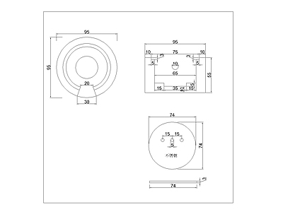 现代综合家具图库 圆形实木温茶器 施工图