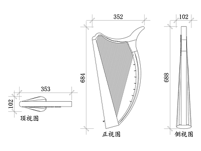 现代培训中心 竖琴设计 竖琴结构 竖琴材质 竖琴音色 竖琴演奏姿势 施工图