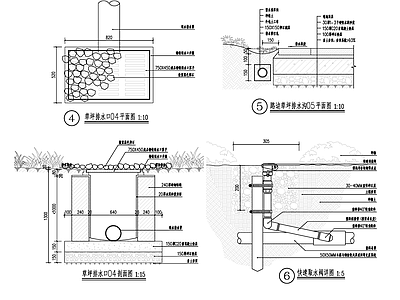 现代道路绿化 草坪给排水 施工图