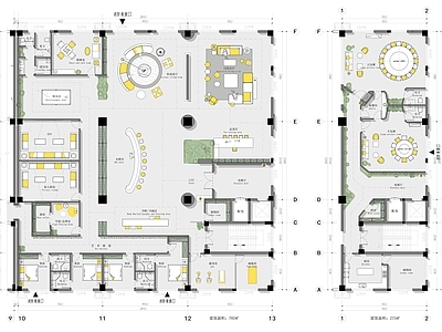 现代办公室 办公楼顶层会所 办公室 施工图