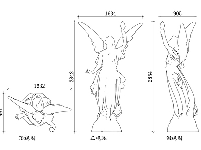法式公园景观 天使雕像设计 天使雕像结构 天使雕像材质 天使雕像尺寸 天使雕像姿态 施工图