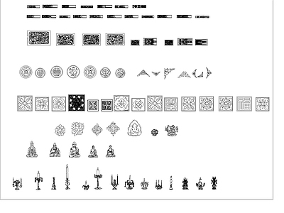 现代综合家具图库 中式纹样图 施工图