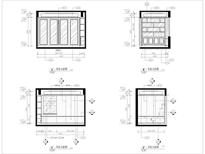 现代书房 书法书房工作室图 书房立面图 书房平面图 书房阁楼 施工图