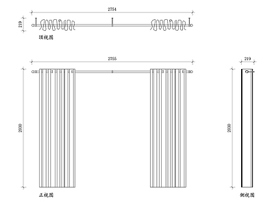 现代窗帘 现代设计 现代结构 现代材质 现代尺寸 现代操作方式 施工图