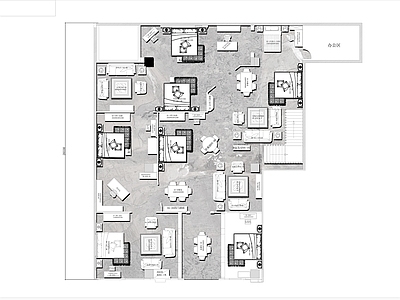 现代商场 400㎡ 国际家具展厅 平面布局图 施工图