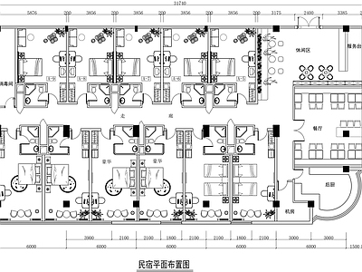 现代民宿 500平米民宿 民宿平面布置图 施工图