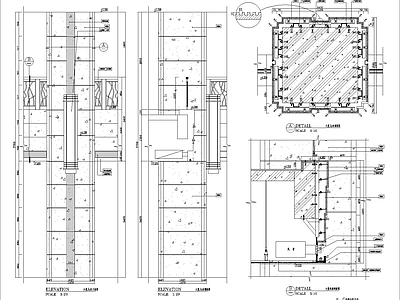 现代其他节点详图 大堂石材柱详图 施工图