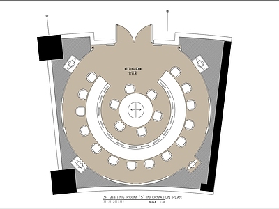 现代会议室 圆桌 平面布局图 施工图
